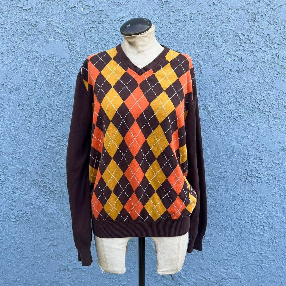 International Male Men's Sweater Size Small 90s argyle